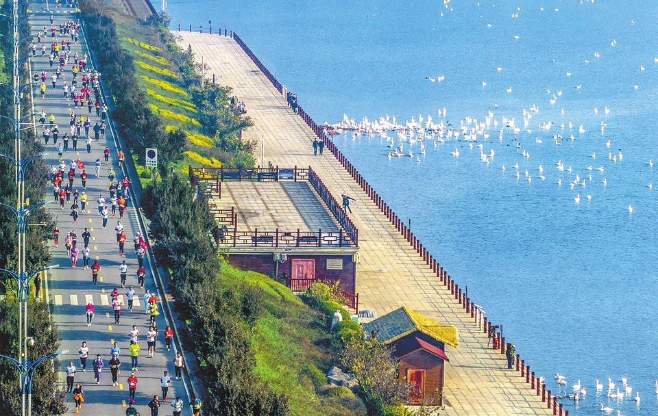 三门峡黄河马拉松激情开跑